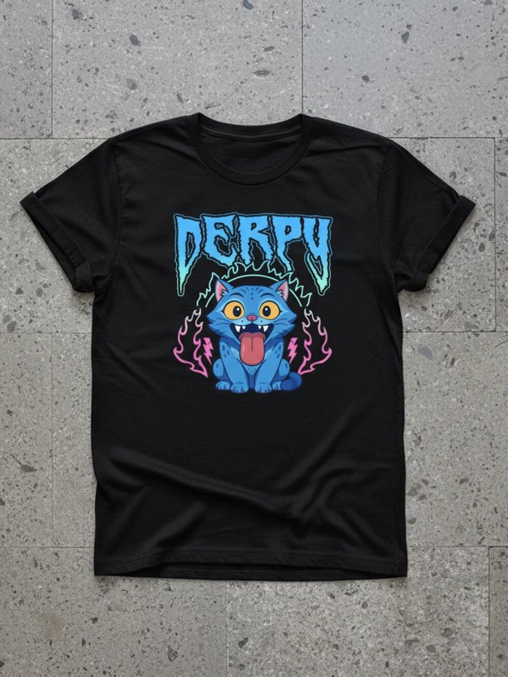 Derpy Cat Graphic Tee | Funny Cute Cartoon Kitty Shirt | Trendy Y2K Aesthetic